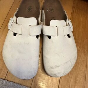 White Birkenstock Boston Clogs
